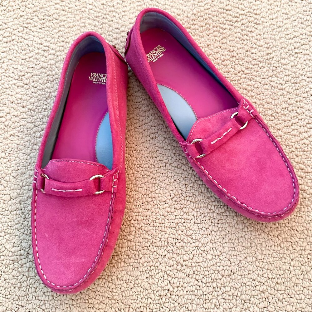 Frances Valentine pink Suede Driving Mocs Size 10